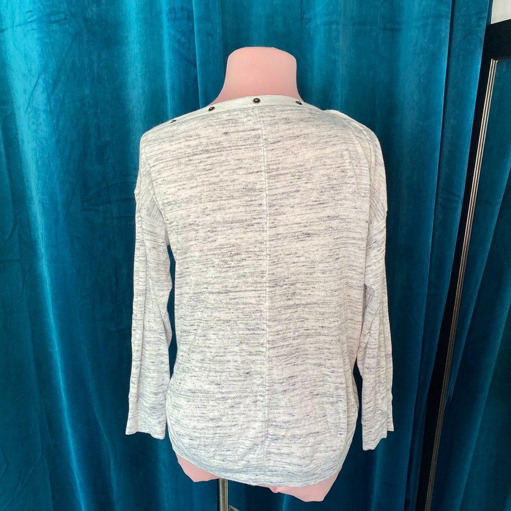 Maurices Space Dye Snap Long Sleeve Top Gray - Picture 7 of 7